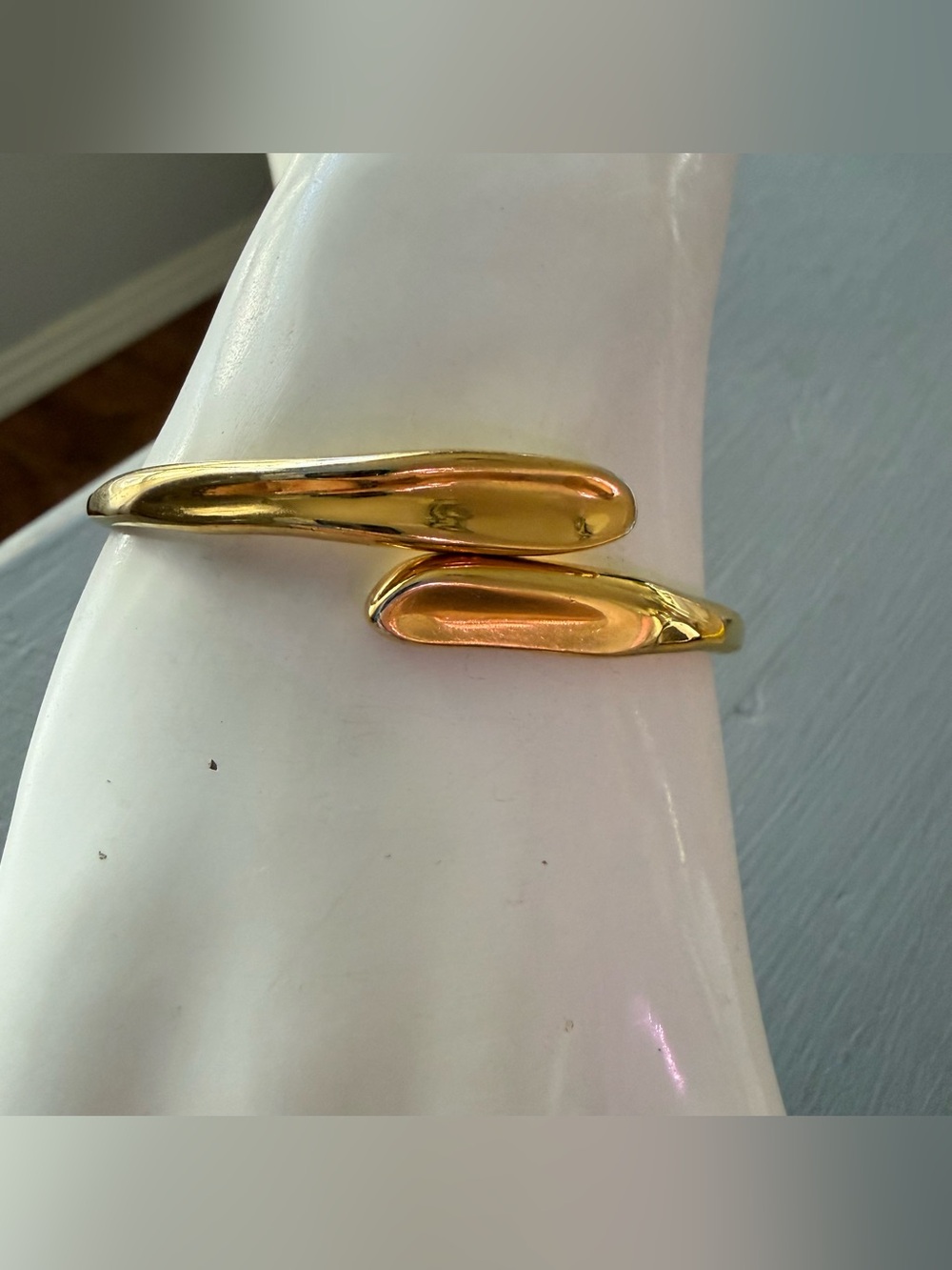 Jenny Bird Gold Sculptural Hinged Bangle Cuff Bracelet